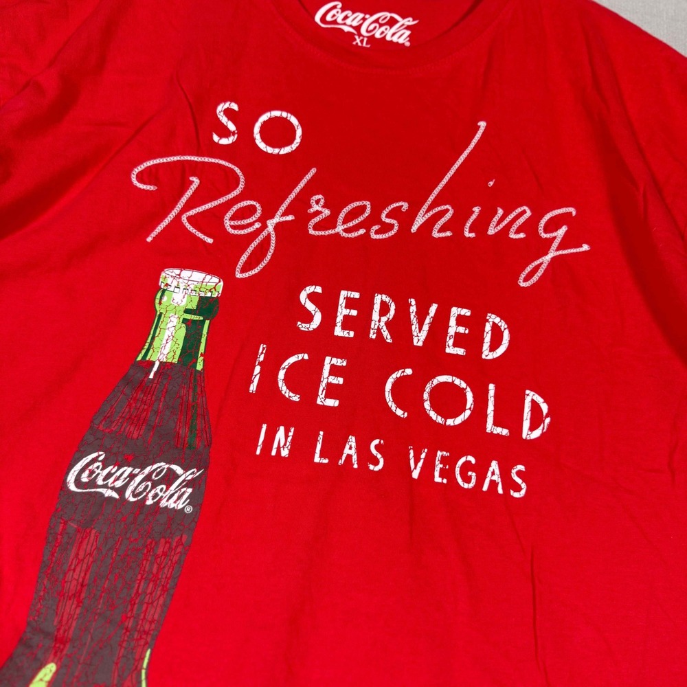Coca-Cola Las Vegas Graphic Tee Red XL Retro Soda Bottle Souvenir Shirt